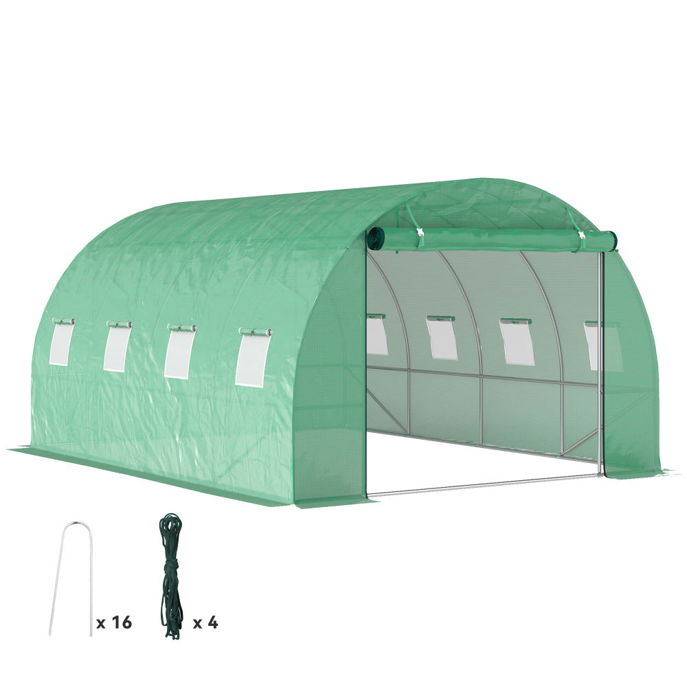 Serre de jardin avec porte enroulable en acier galvanisé vert