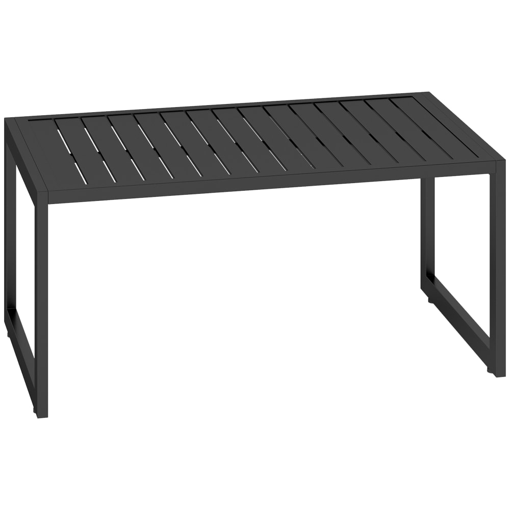 Table basse extérieure plateau lattes cadre aluminium noir