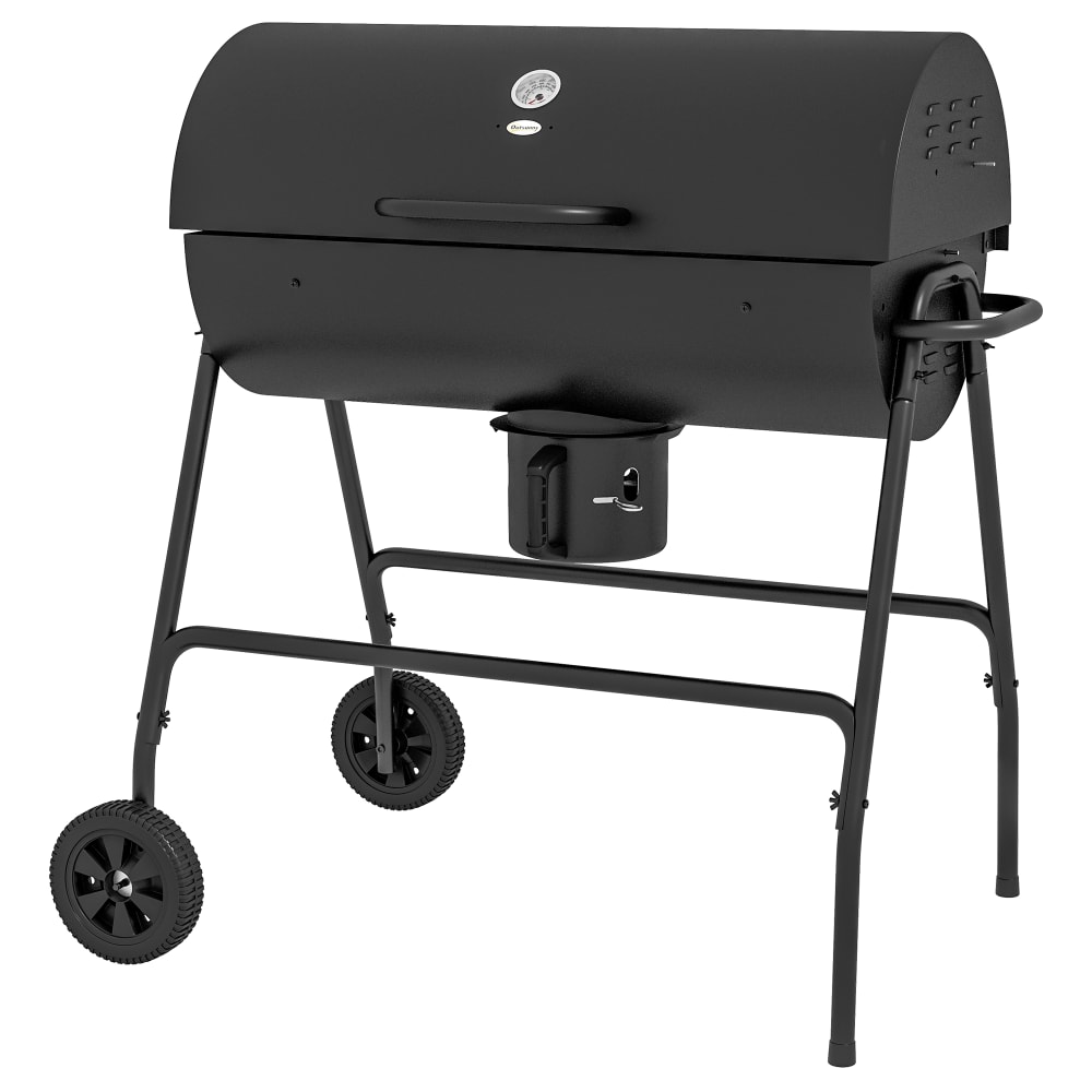Barbecue charbon de bois grande taille avec thermomètre acier noir