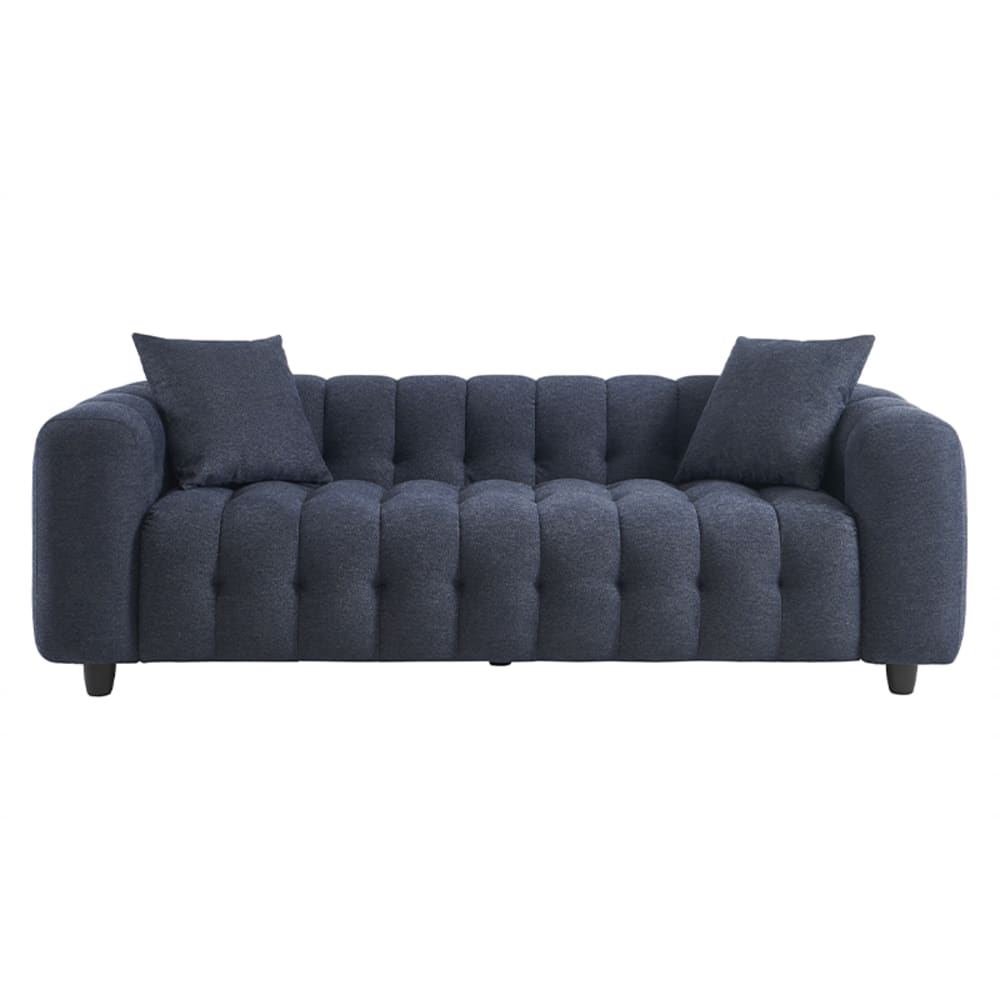 Canapé droit en tissu 3 places bleu