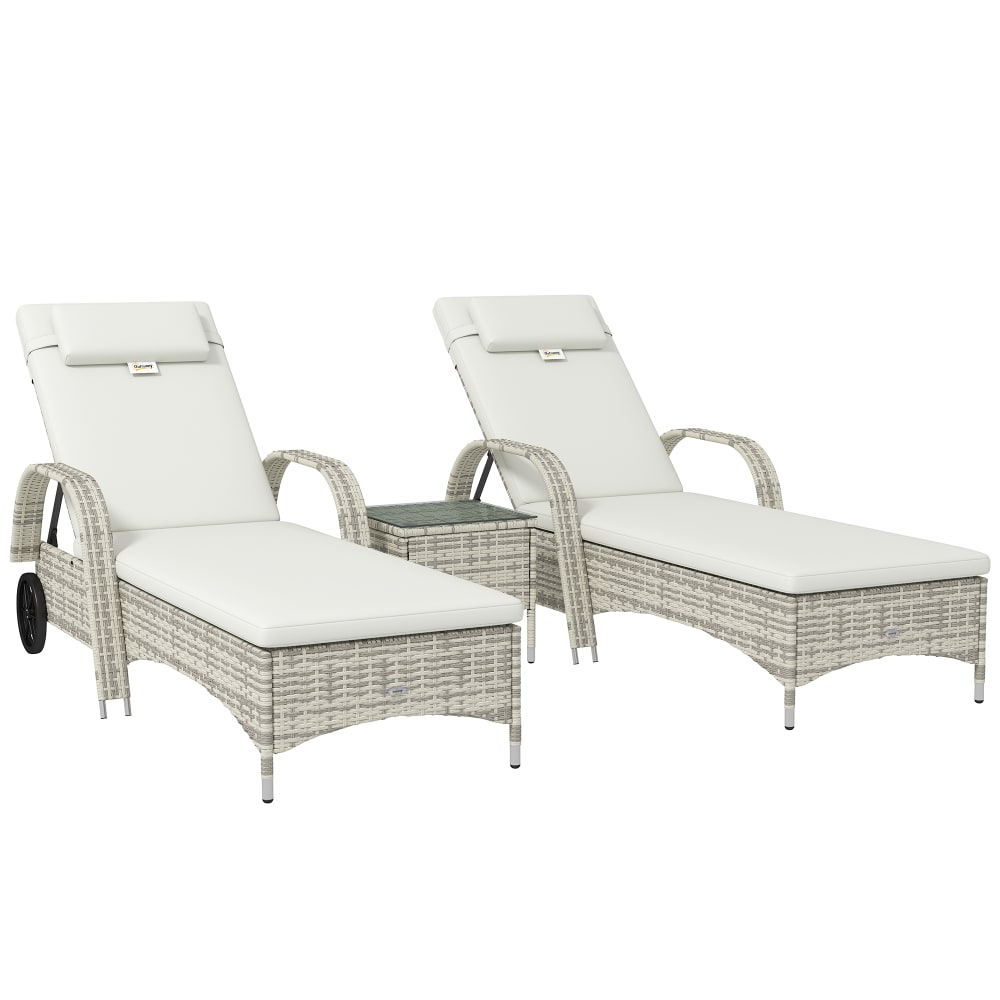 Lot de 2 transats inclinaison réglable résine tressée crème