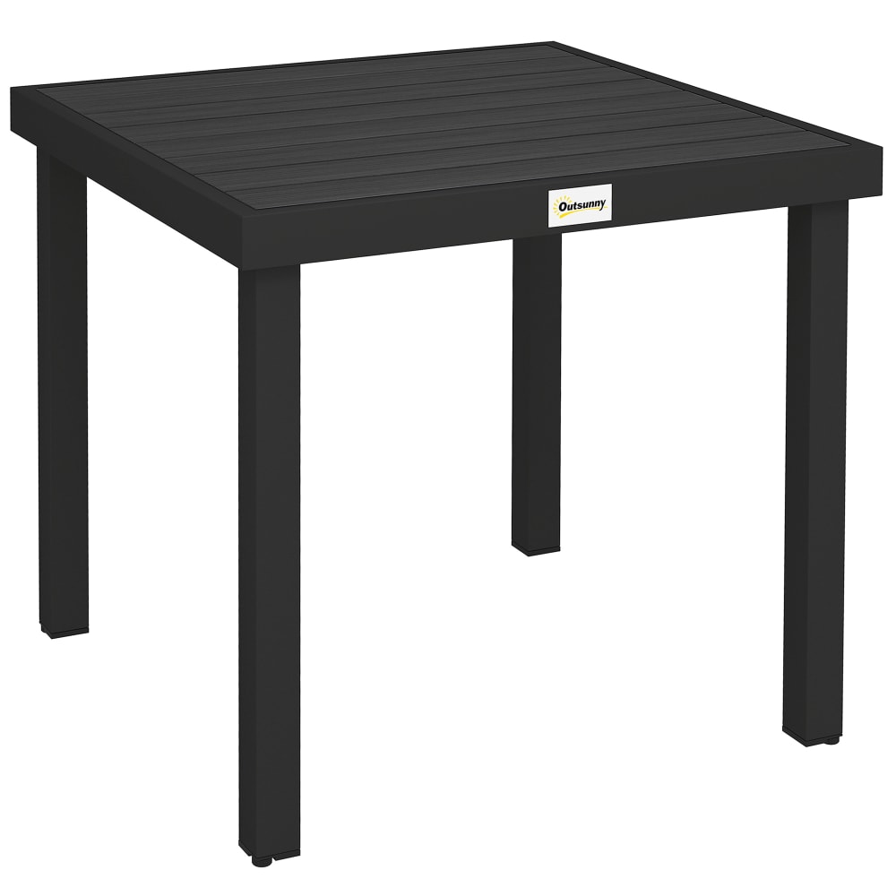 Table à manger de jardin carrée en aluminium noir
