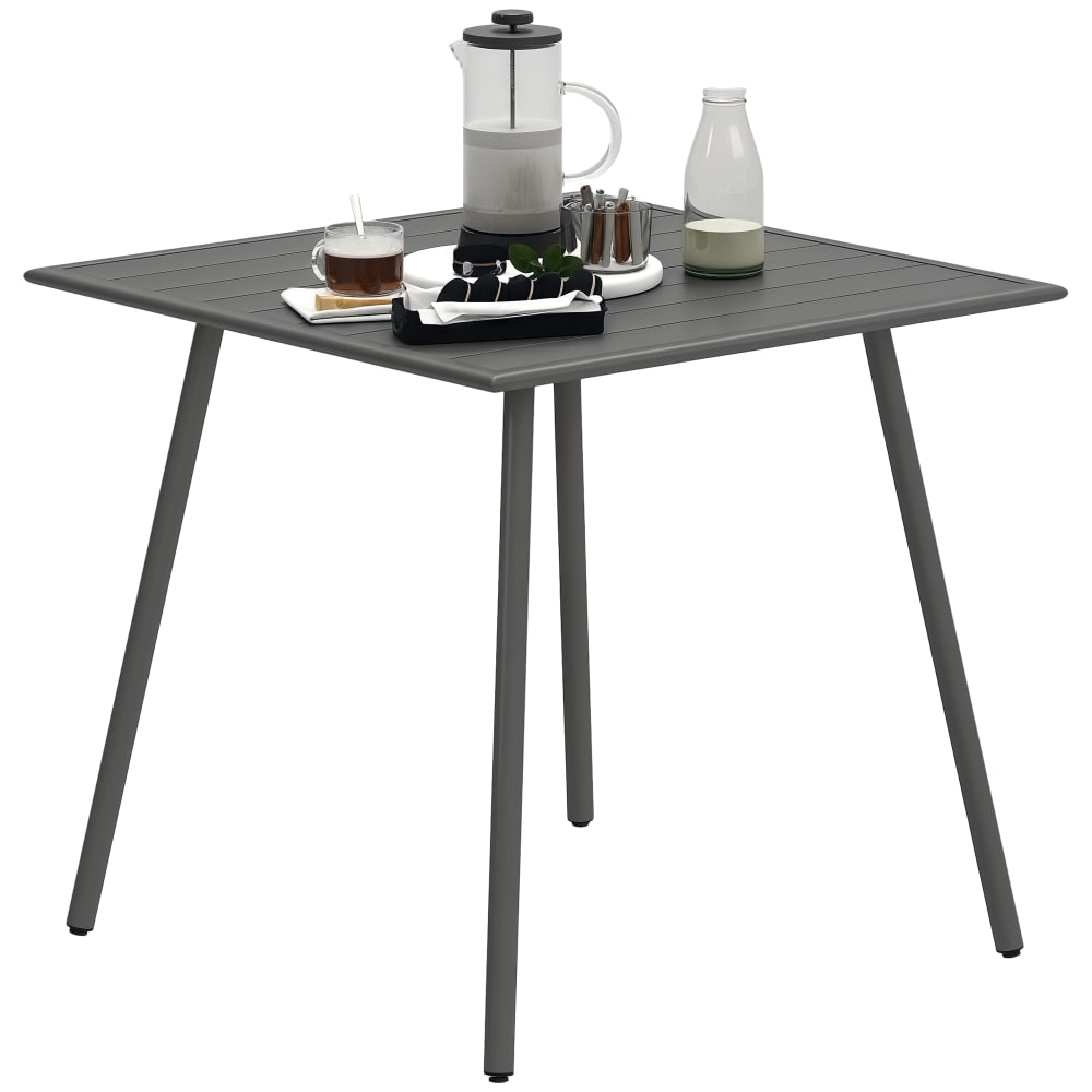 Table à manger de jardin carrée 4 places acier gris
