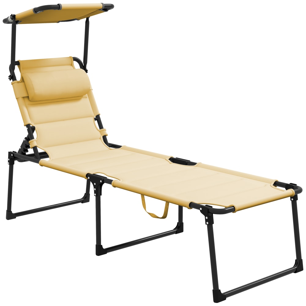 Chaise longue pliante transat jardin tissu oxford crème