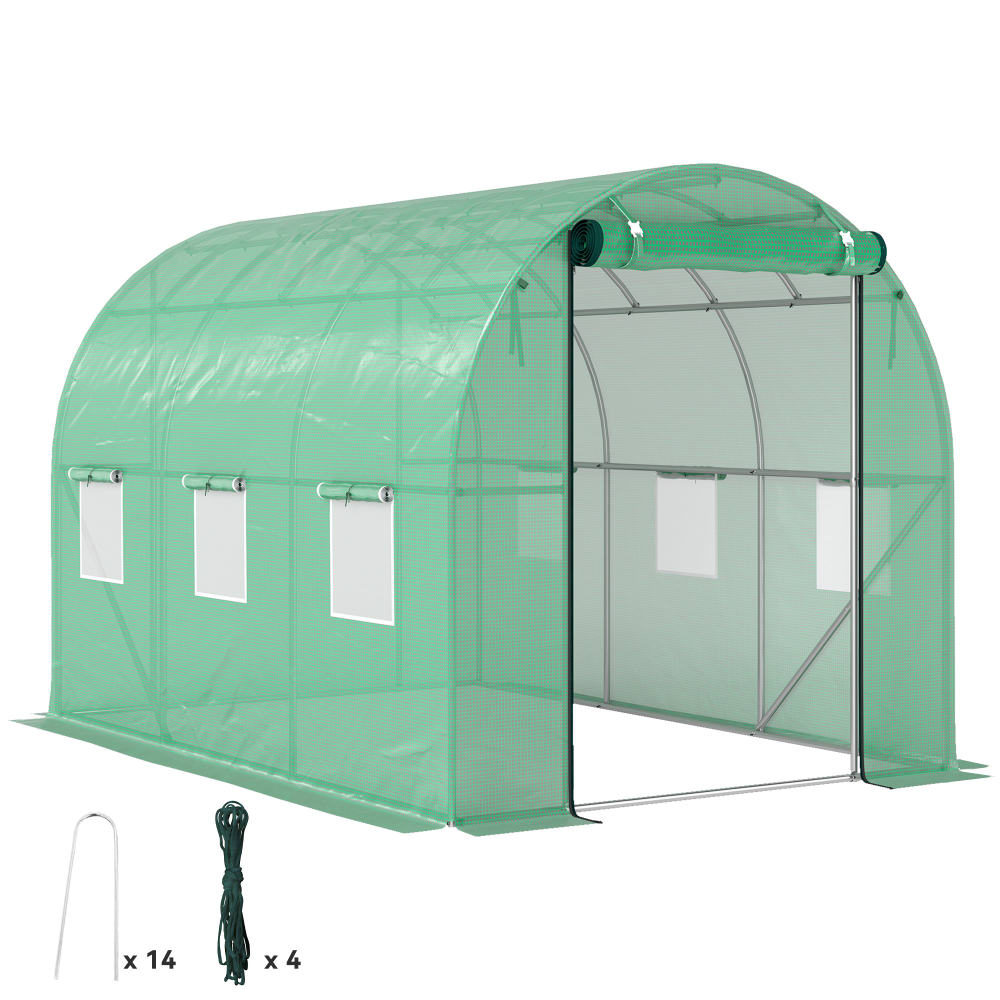 Serre de jardin porte enroulable acier galvanisé vert