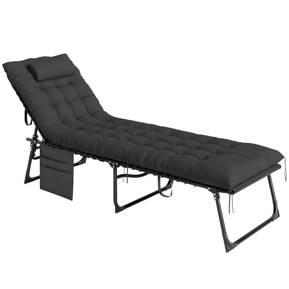 Bain de soleil chaise longue pliante textilène noir