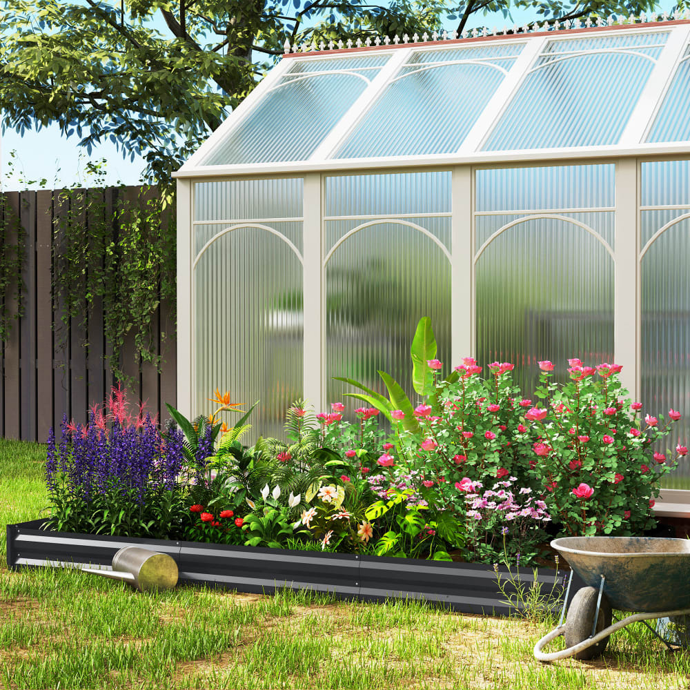 Jardinière extérieure carré potager bordure de sécurité gris foncé