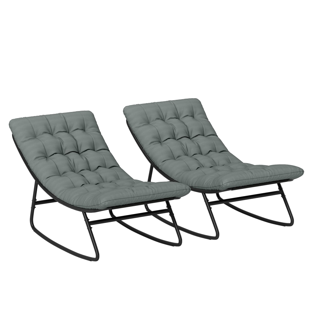 Fauteuils à bascule extérieur coussins épais gris foncé