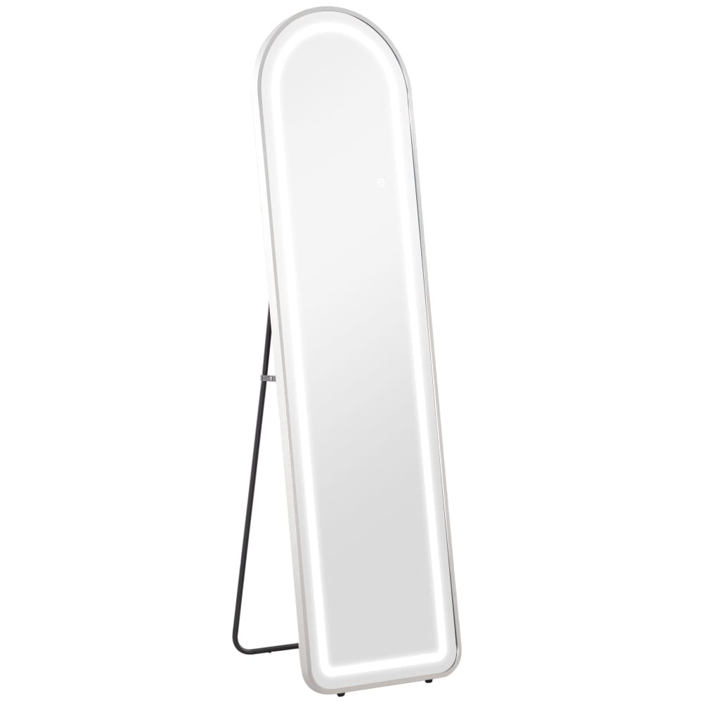 Miroir complet arqué led 3 couleurs réglables métal argent