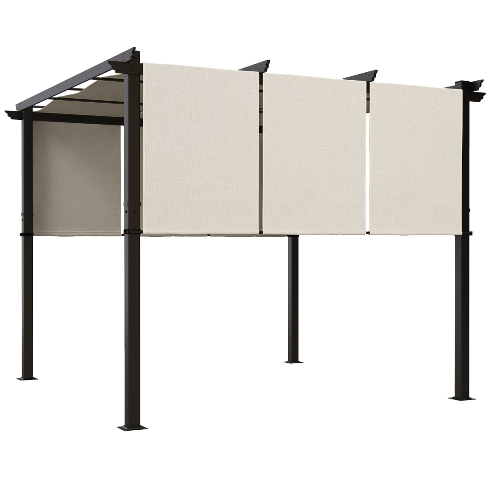 Pergola 3 toiles coulissantes acier polyester beige