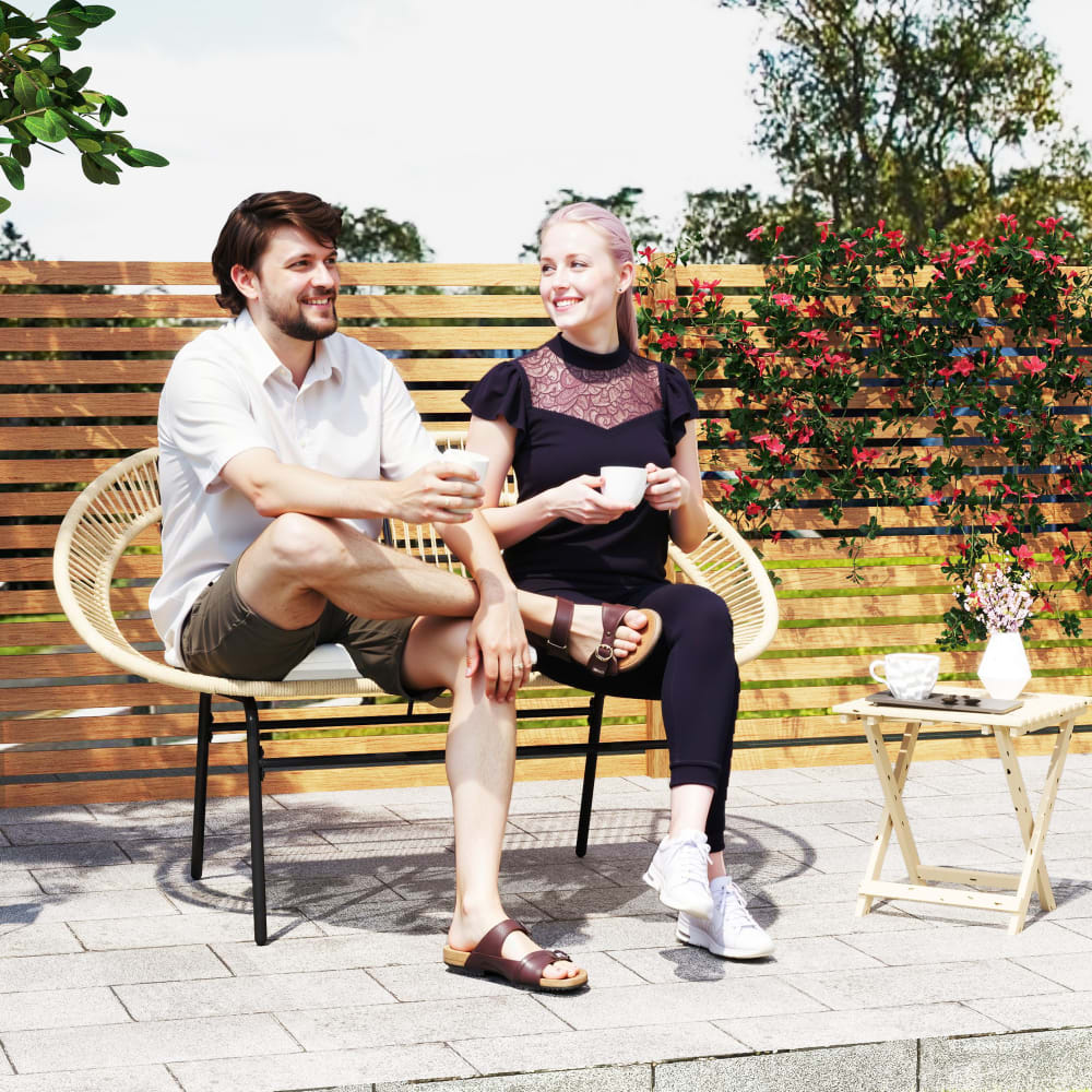 Banc de jardin style acapulco en acier kaki