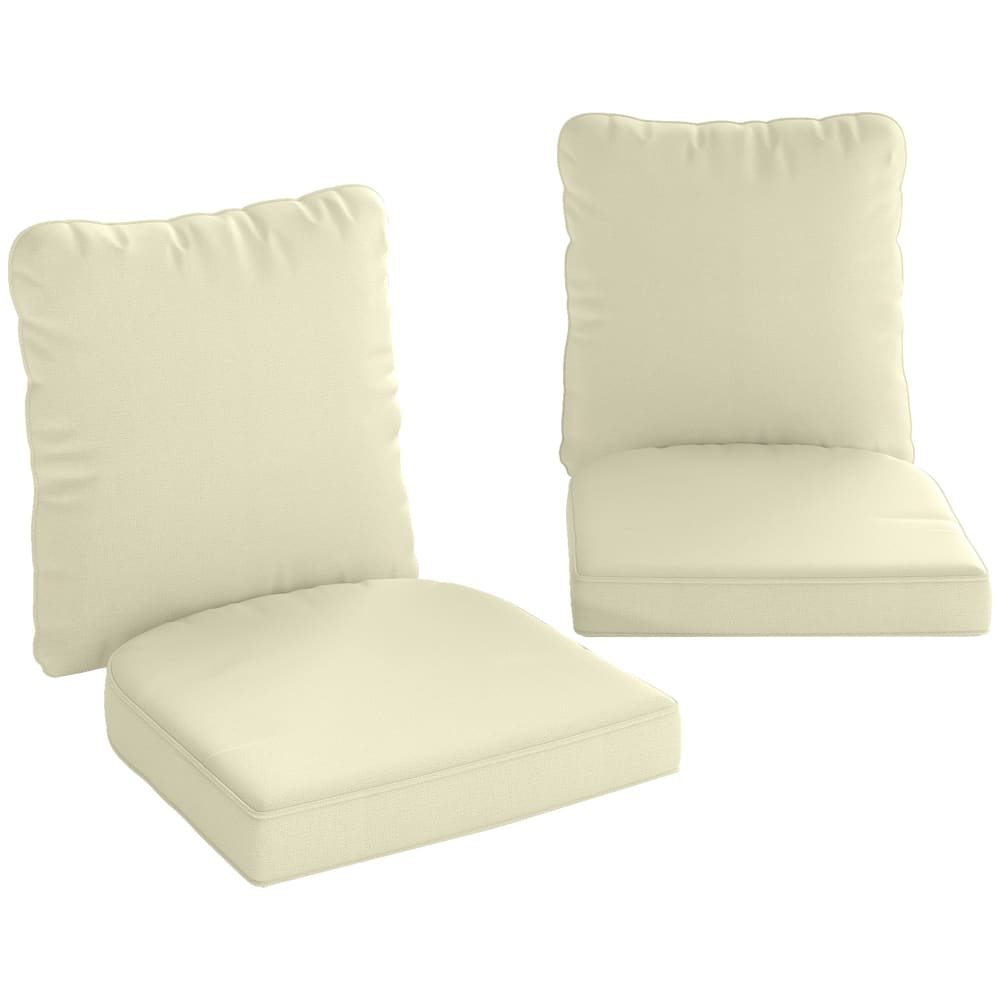 Ensemble de 2 coussins d'assise résistante aux uv tissu crème