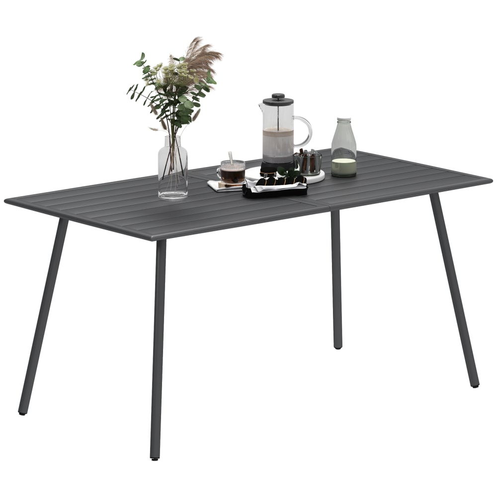 Table à manger de jardin rectangulaire en acier anti-rouille gris