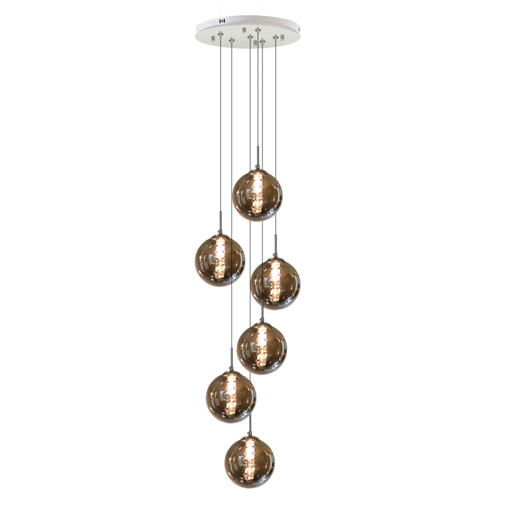 Nettlife Lisenbee - Pendelleuchte aus Glas, Grau, L 31 cm, G9 style modern Grau Glas