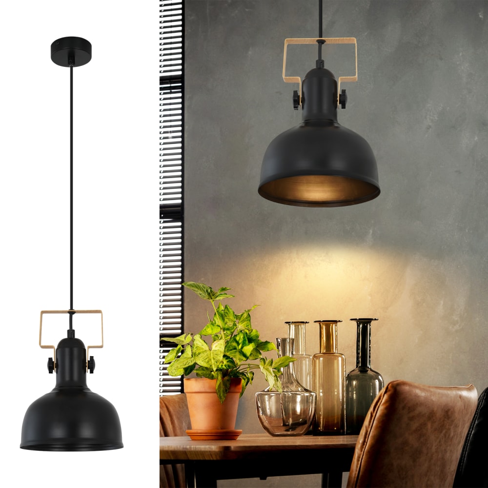 Salazar - Pendelleuchte aus Metall, Schwarz, L 18 cm, E27 -