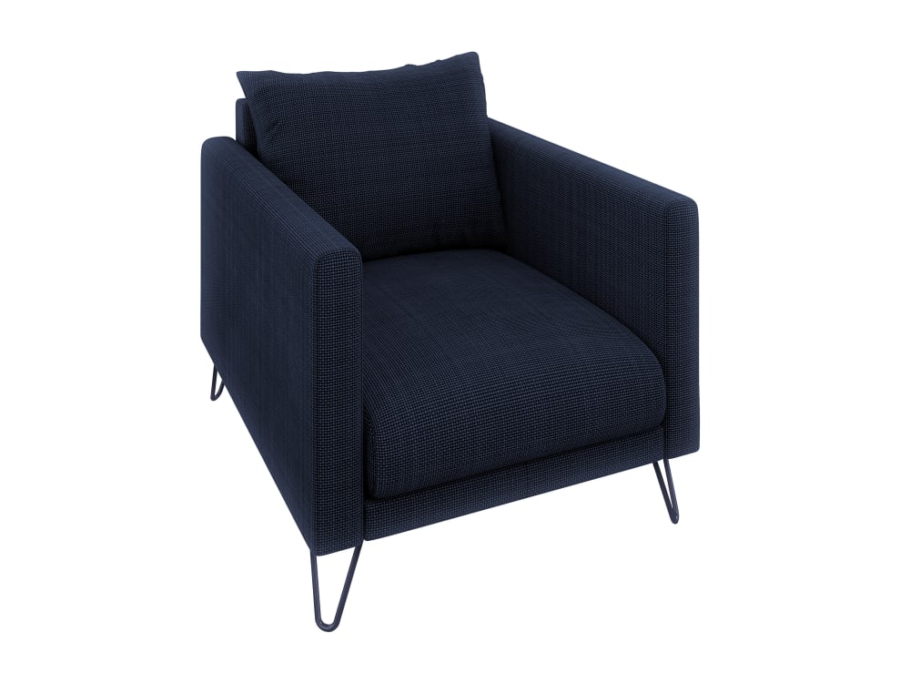 Fauteuil en tissu chenille - bleu pieds