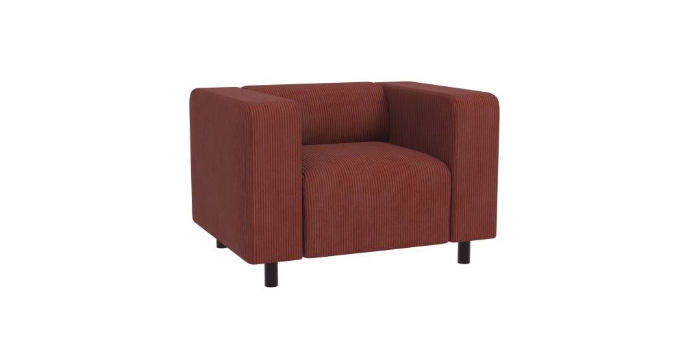 Fauteuil en tissu côtelé - terre