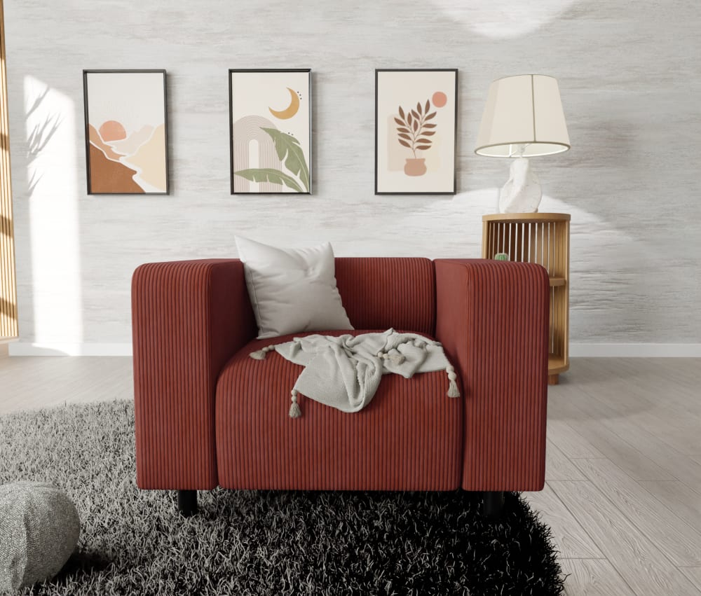 Moderner Sessel aus Cord-Stoff, Terrakotta - Maisons Du Monde
