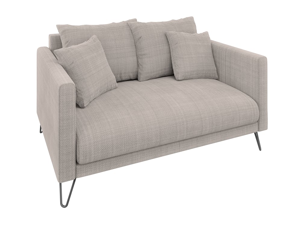 Canapé 2 places en tissu chenille taupe avec pieds en métal noir