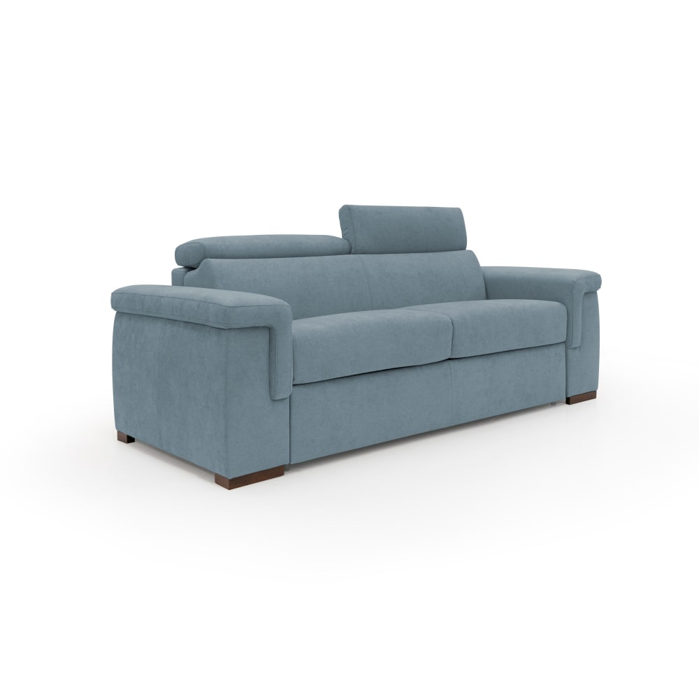 Canapé convertible matelas H18 200 cm bleu pastel