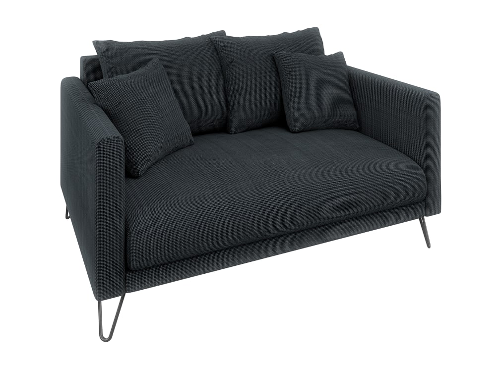 Canapé 2 places en tissu chenille graphite avec pieds en métal noir