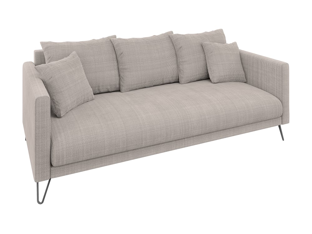 Canapé 3 places en tissu chenille taupe avec pieds en métal noir