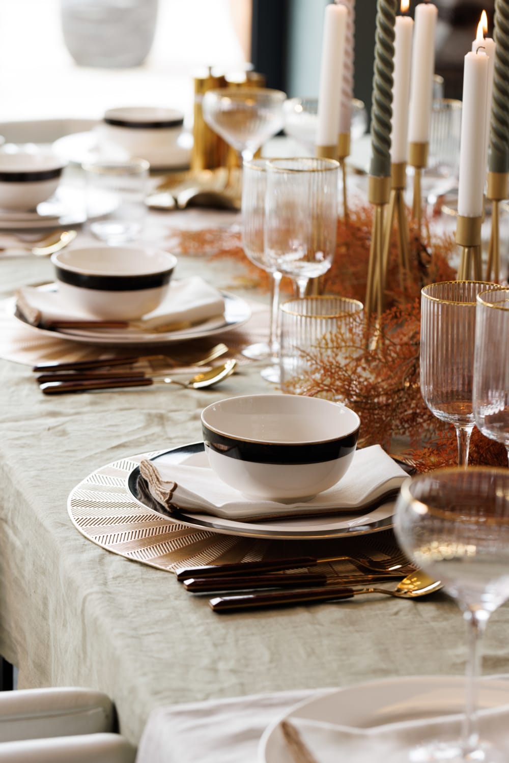 Service d'assiettes en porcelaine Luxe Deco 4 pièces, 27.5cm