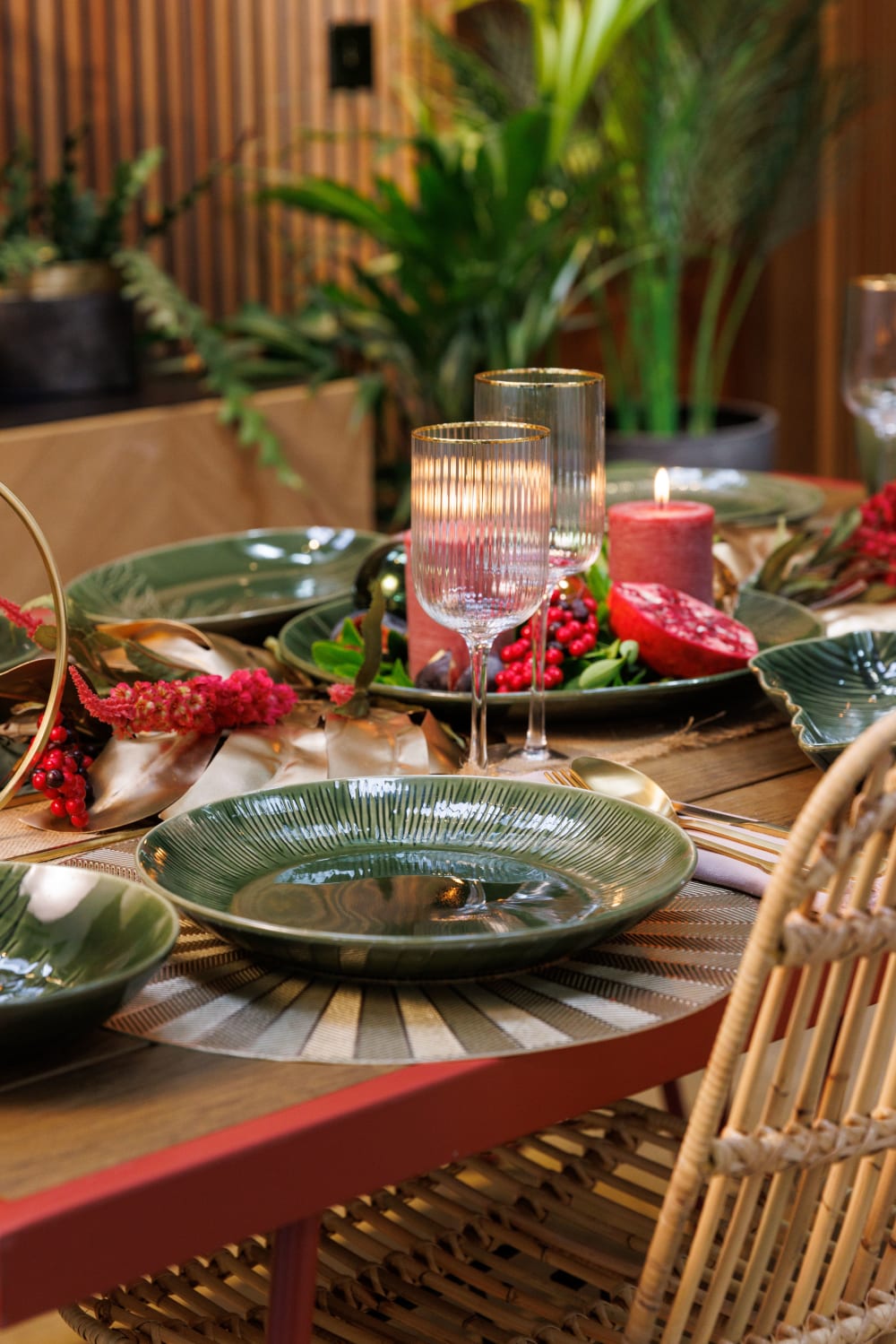 4er Set Teller aus Porzellan Grün 27cm - Maisons Du Monde