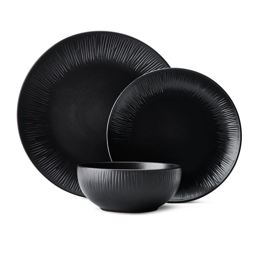 Service de table Jardin Midnight 12 pièces en grès, noir