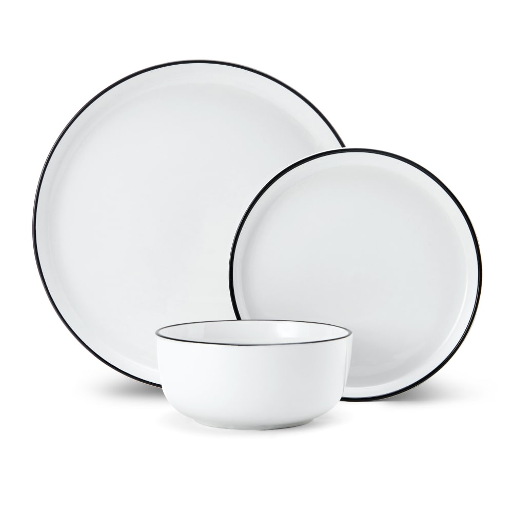 Service de table en porcelaine Limestone 12 pièces, blanc