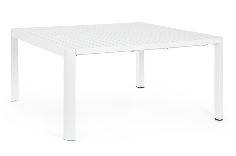 Table de jardin carrée extensible en métal L97/149 6/8 personnes blanc