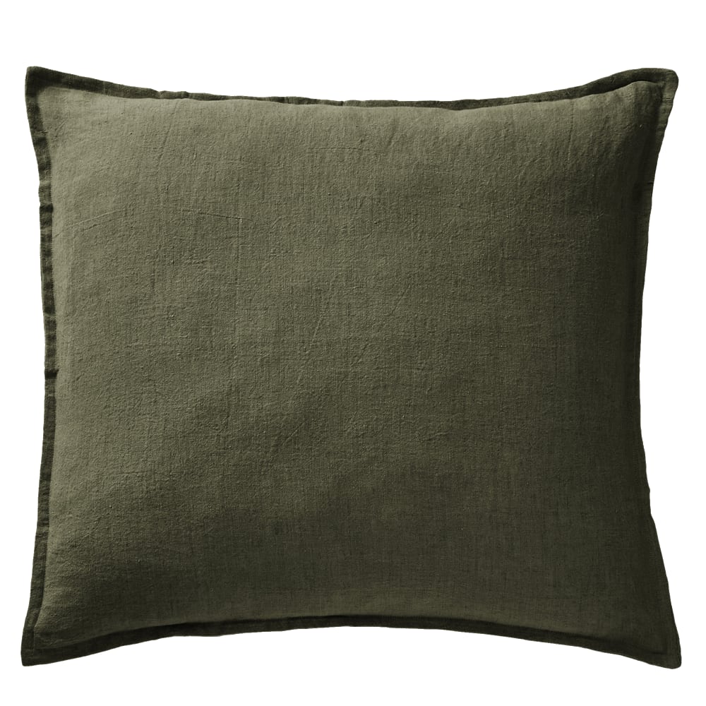 Taie d'oreiller unie lin lavé français 60x60 cm