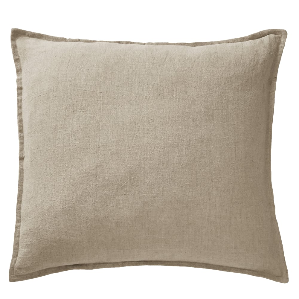 Taie d'oreiller unie lin lavé français 60x60 cm