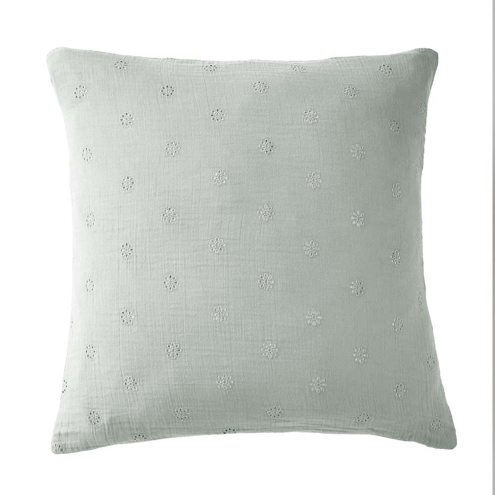 Taie d'oreiller 60x60 cm Gaze de Coton à fleurs Eucalyptus