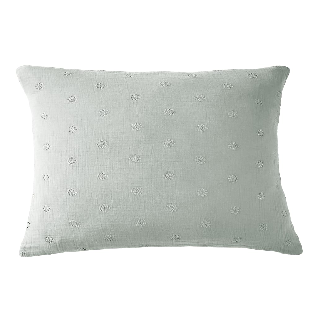 Taie d'oreiller 50x70 cm Gaze de Coton à fleurs Eucalyptus