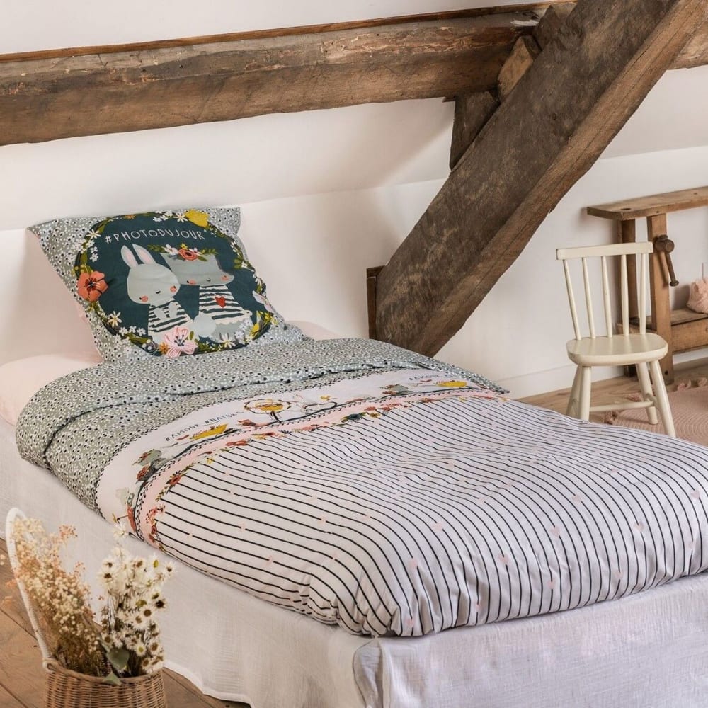 Parure de lit 2 places coton à motifs 220x240 cm