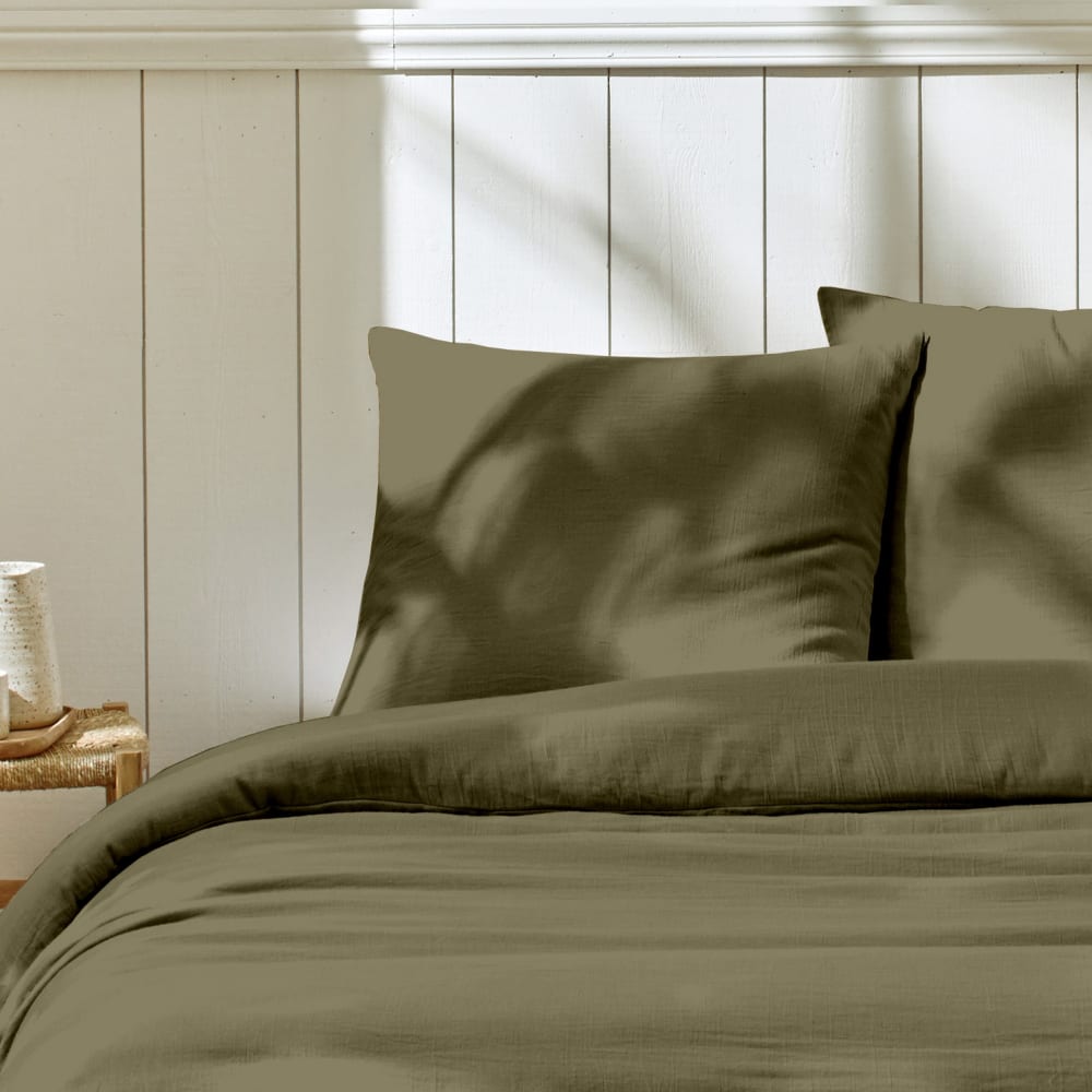 Parure de lit 2 places gaze de coton unie 220x240 cm — vue 3