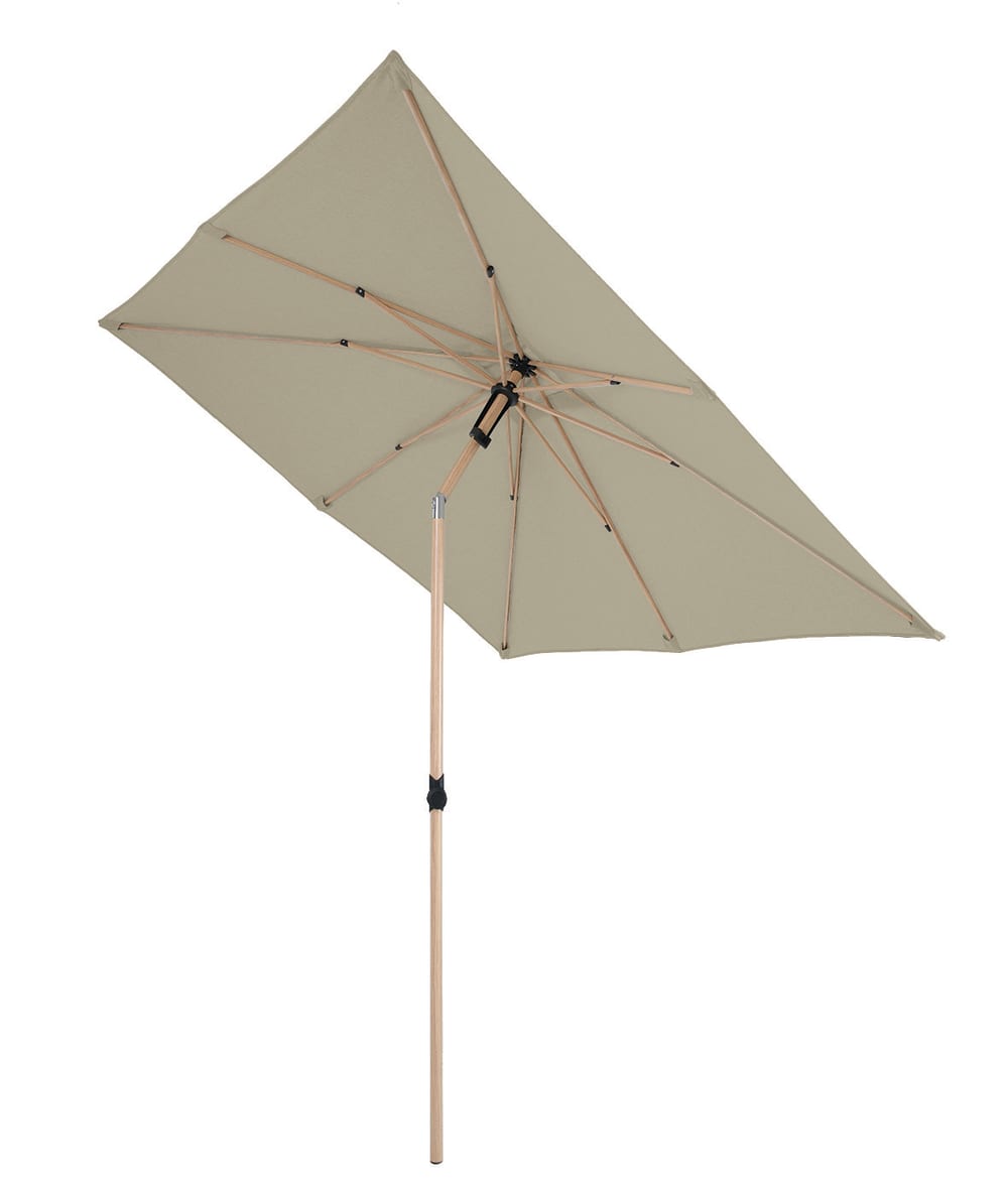 Parasol droit 2,4m - effet bois - vert sauge - RUBIS