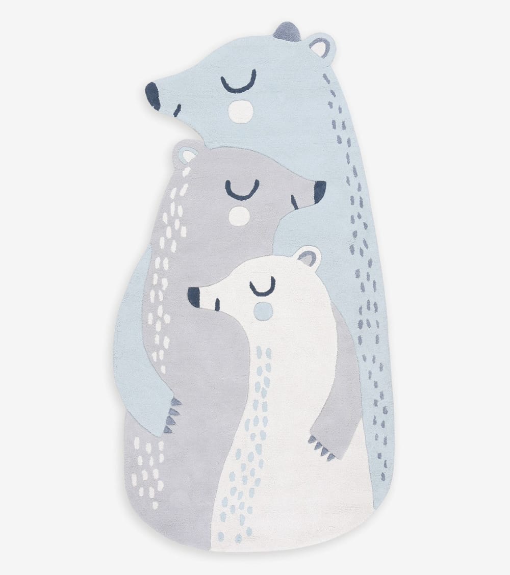 Tapis famille ours en coton bleu