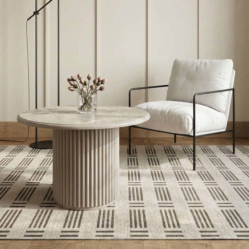 Table basse ronde style scandinave gris