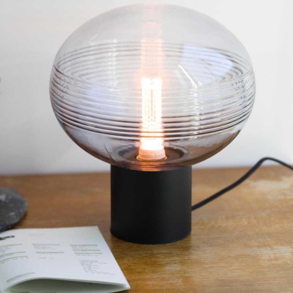 Lampe à poser verre fumé et noir - Maisons du Monde