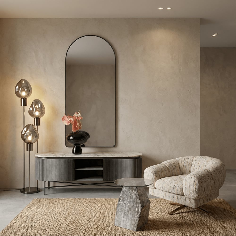Lampadaire en verre déstructuré et acier gris — vue 3