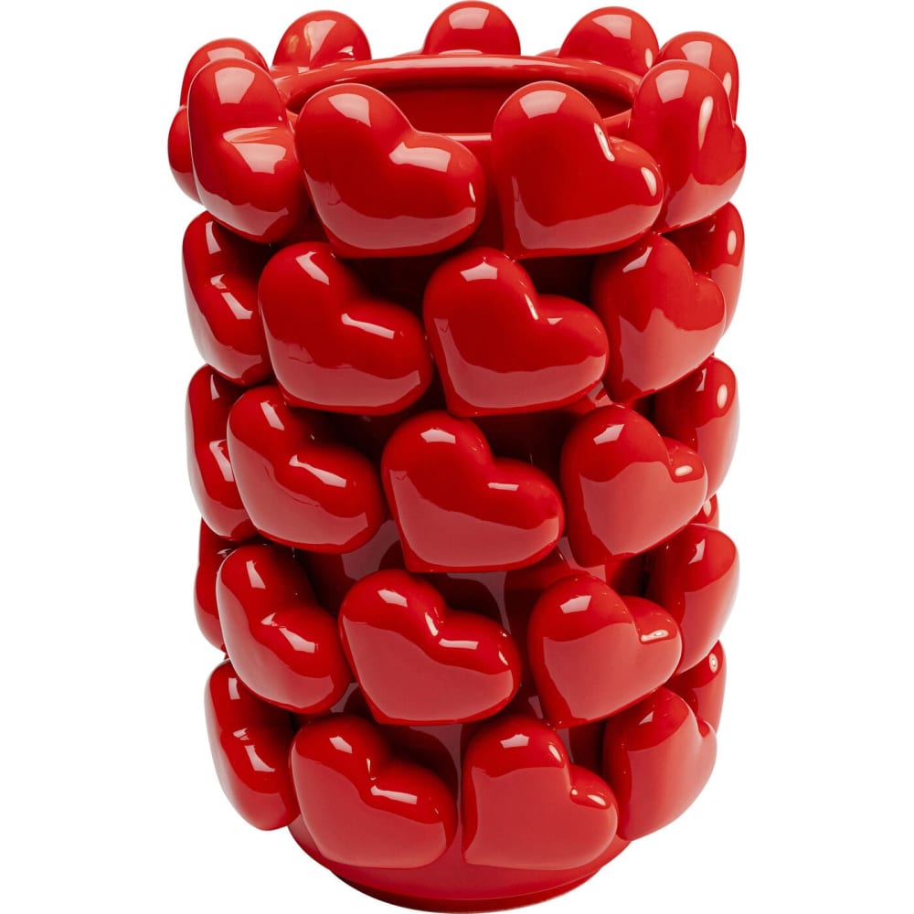 Vase Mit Herzen Aus Porzellan, Rot, H33Cm