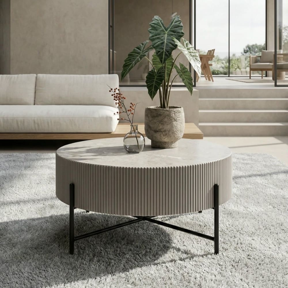 Table basse ronde style scandinave gris