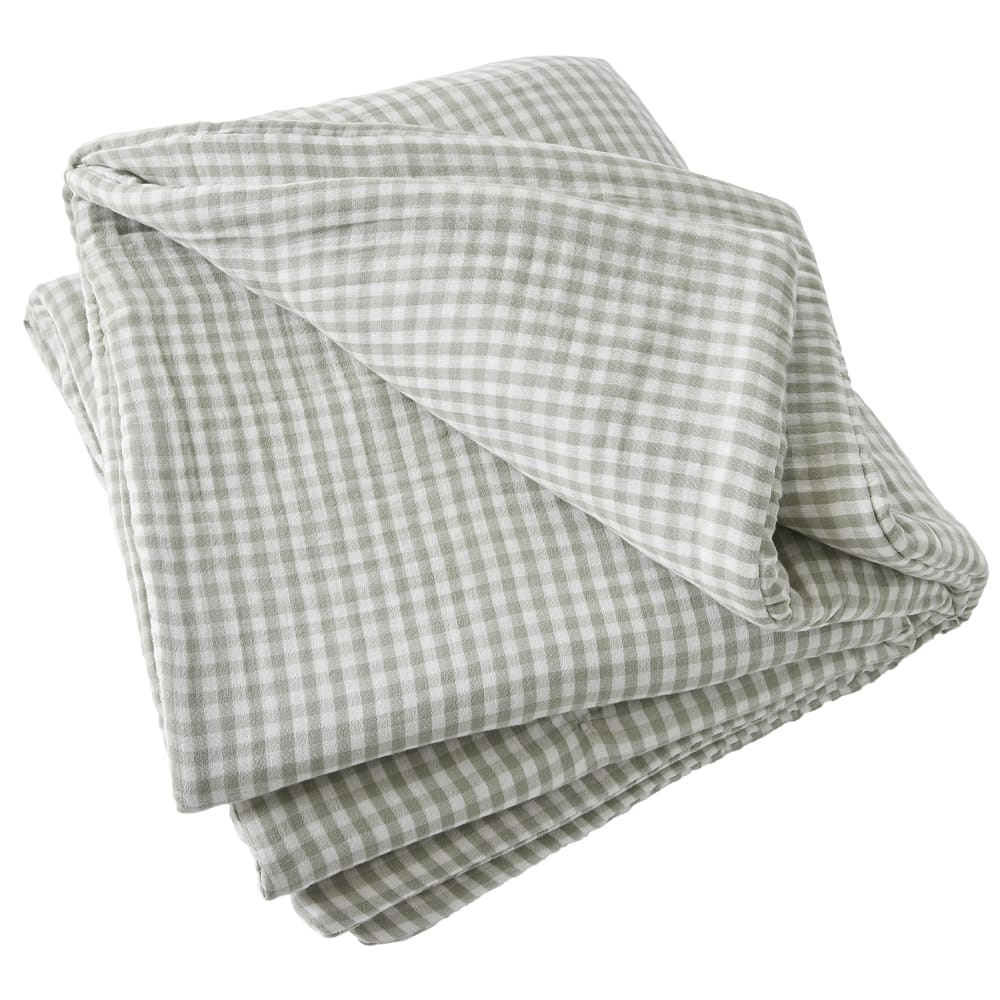 Bout de lit gaze de coton quadri eucalyptus 90x200 cm - Maisons du Monde