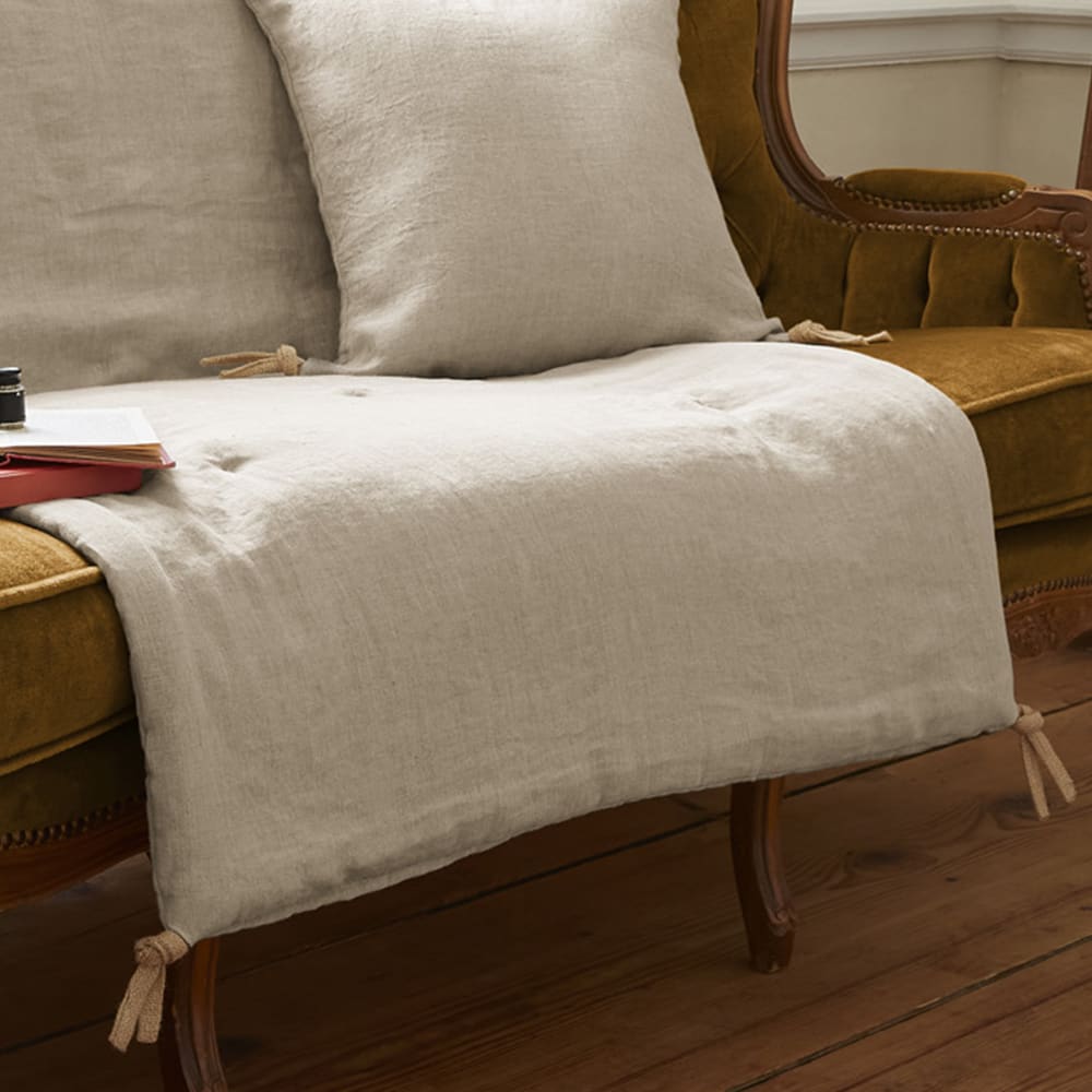 Bout de lit lin français sable 90x200 cm