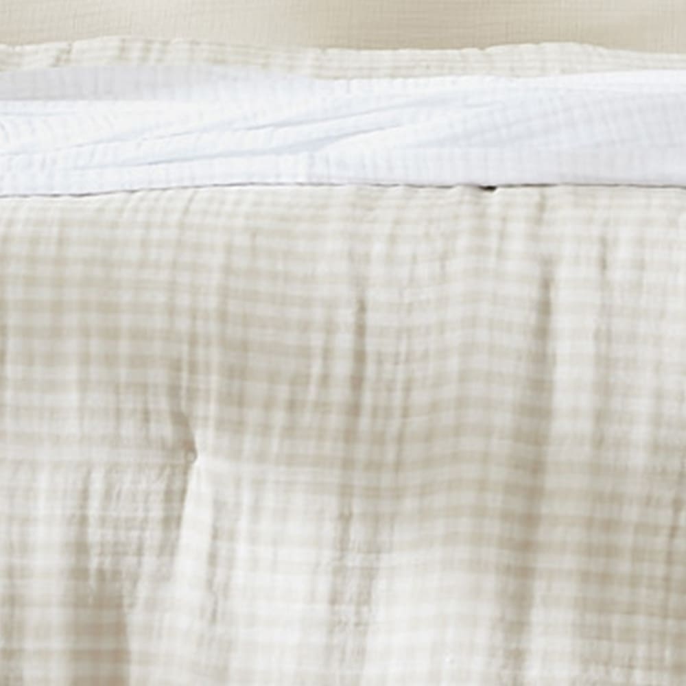 Bout de lit gaze de coton quadri naturel 90x200 cm - Maisons du Monde