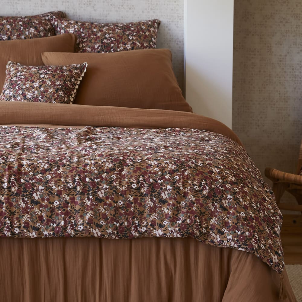 Bout de lit gaze de coton nora camel 90x200 cm