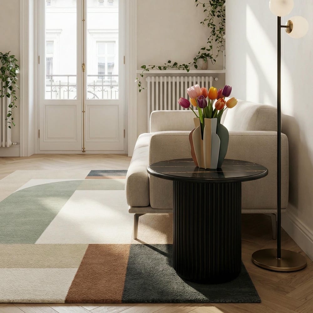 Table basse ronde style scandinave noir