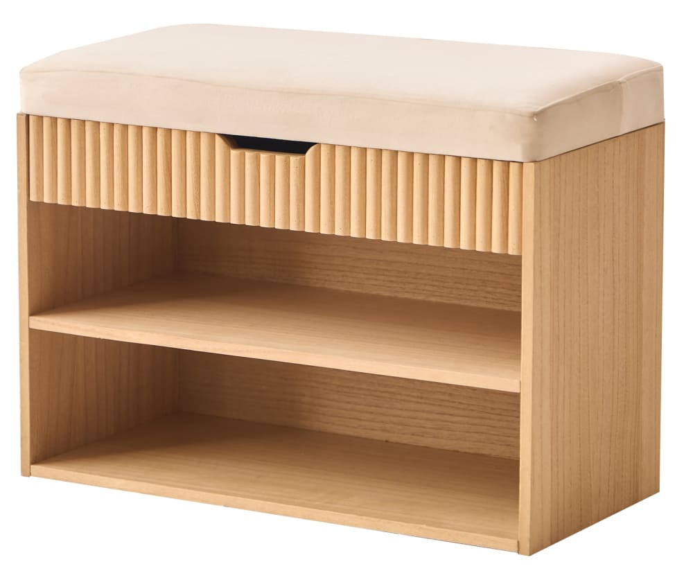Schuhschrank aus Massivholz und Samt Beige - Maisons Du Monde